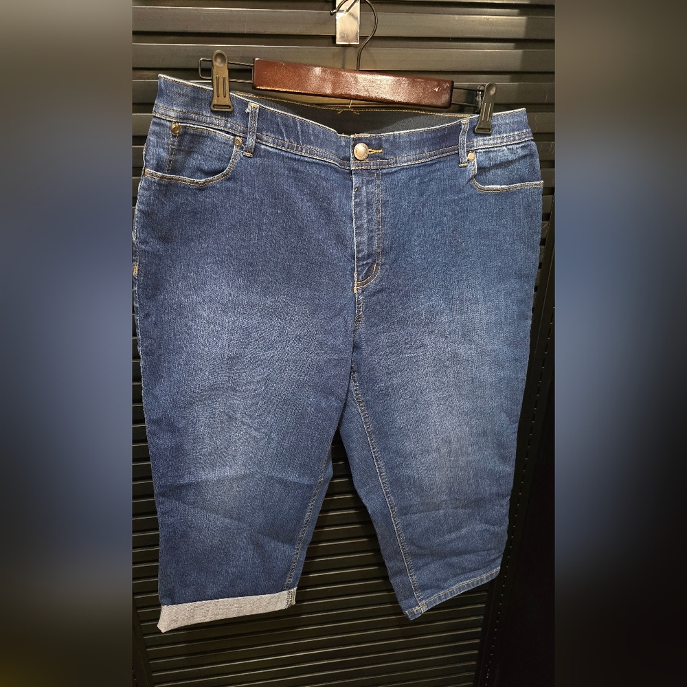 C J Banks 16W Crop Long Jean Shorts